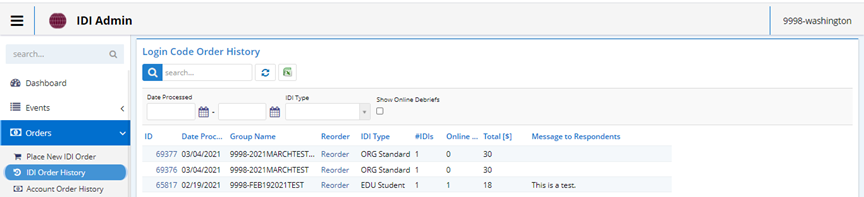 View Payment History & Download Order Receipt – IDI, LLC